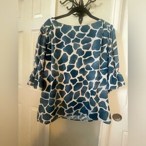 Ann Taylor Giraffe Patterned Boatneck Blouse